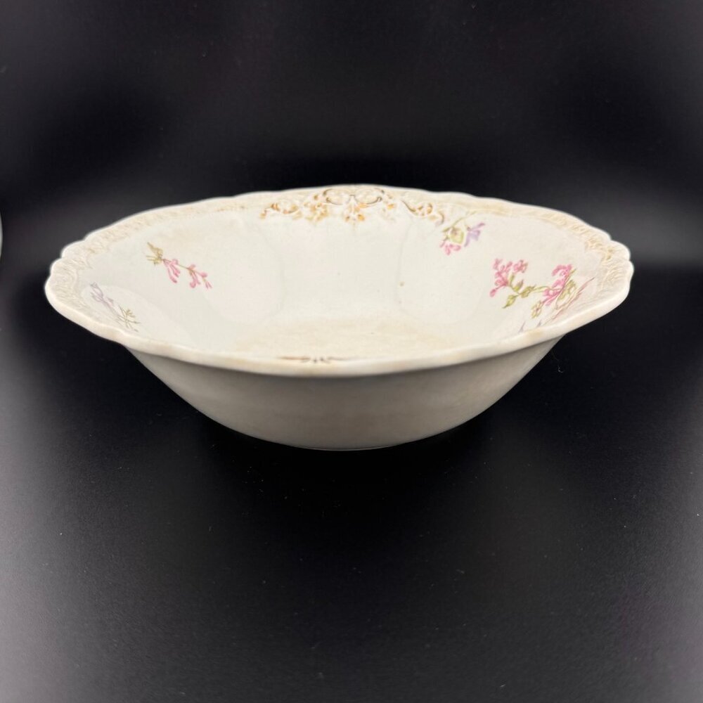 Antique Johnson Bros 1902 Embossed Floral Bowl - Vintage Cottagecore Decor - Picture 6 of 10